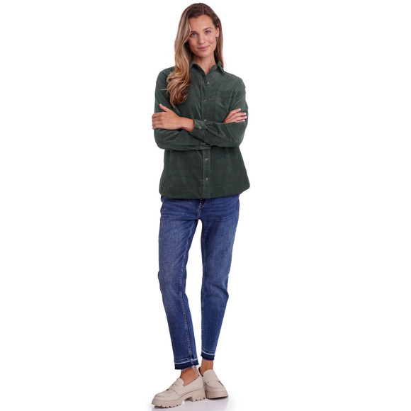 Damesblouse van corduroy met afgeronde zoom