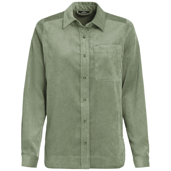 Damesblouse van corduroy met afgeronde zoom groen