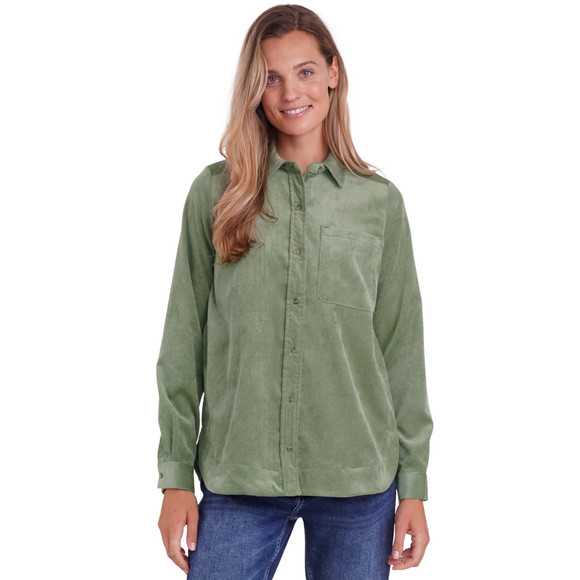 Damesblouse van corduroy met afgeronde zoom