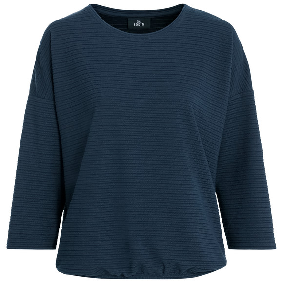 Dames overhemd met 3/4 mouwen donkerblauw