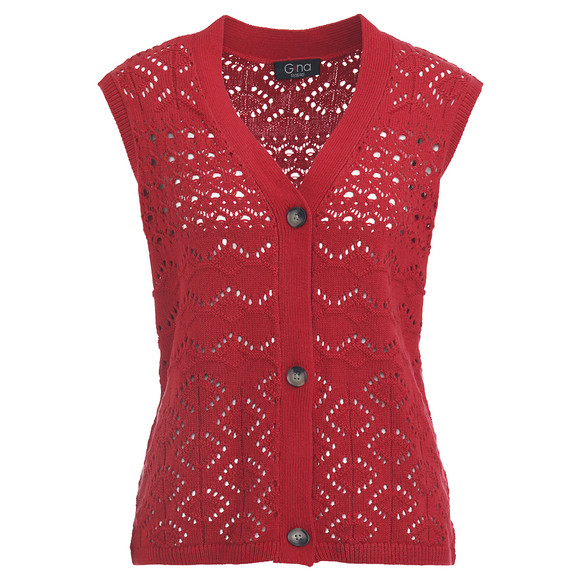 Gebreid damesvest met ajourpatroon