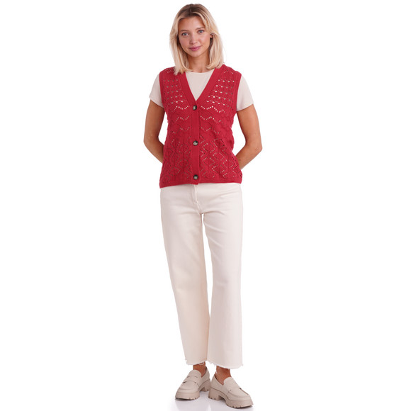 Gebreid damesvest met ajourpatroon