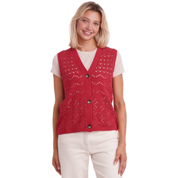 Gebreid damesvest met ajourpatroon