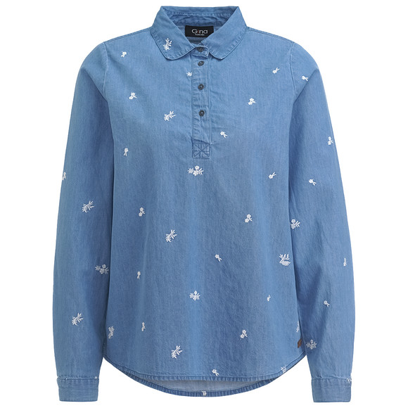 Damen Bluse in Denim-Optik