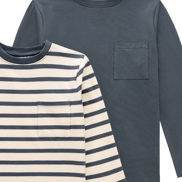 2 jongenshemden met lange mouwen en borstzak