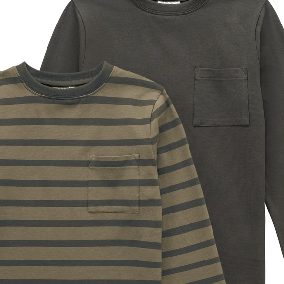 2 jongenshemden met lange mouwen en borstzak