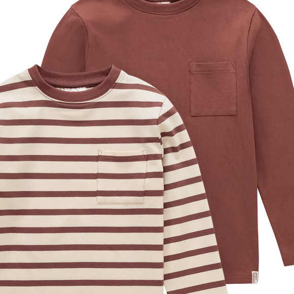 2 jongenshemden met lange mouwen en borstzak