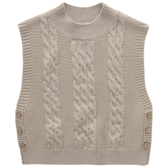 Wollen gebreide meisjestrui met kabelpatroon