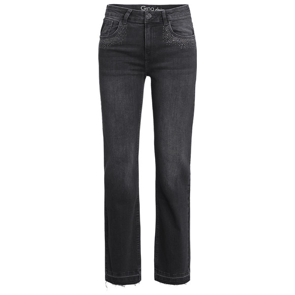 Damen Bootcut-Jeans mit Used-Waschung