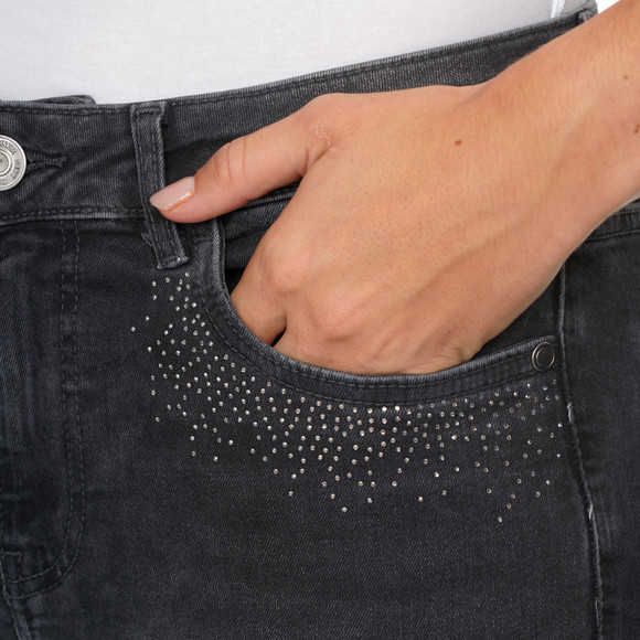 Damen Bootcut-Jeans mit Used-Waschung