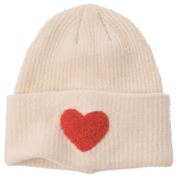 Gebreide meisjesmuts met hartmotief