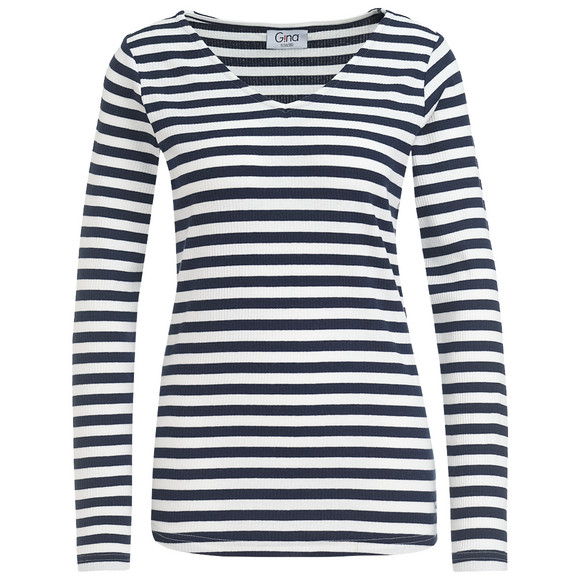 Dames shirt met lange mouwen donkerblauw