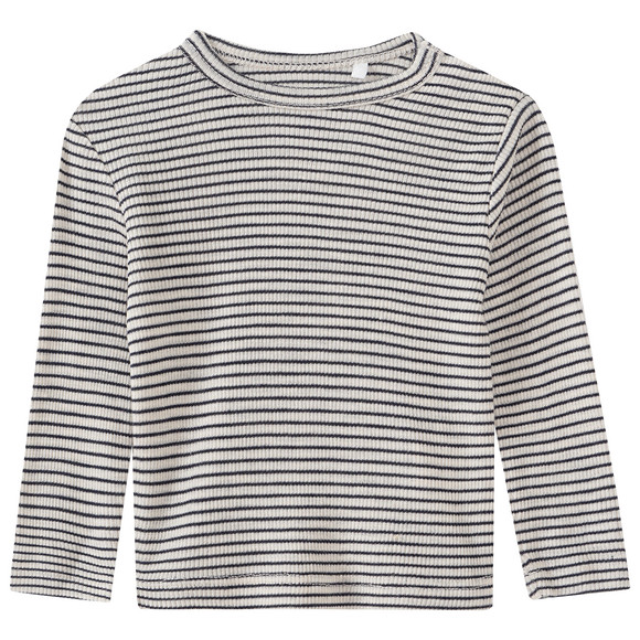 Baby wol-zijden overhemd donkerblauw / beige