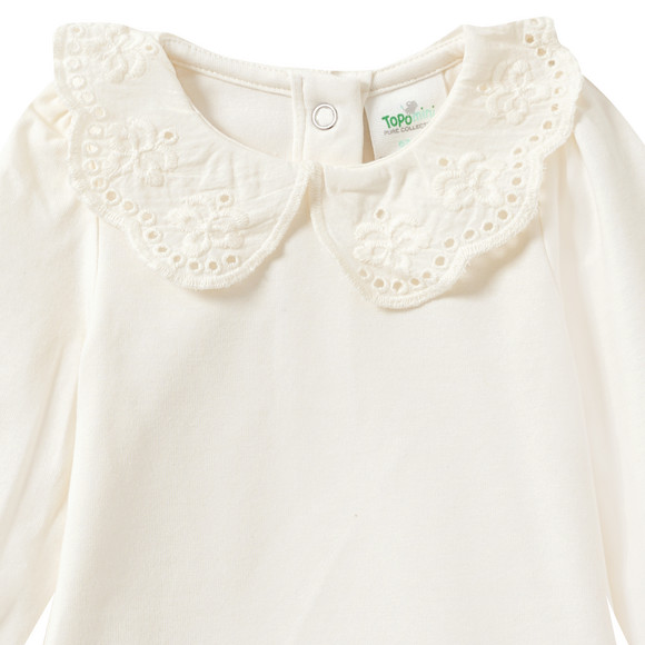 Babybody met lange mouwen en pofkraag