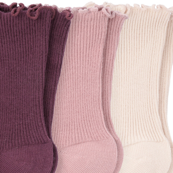 3 paar babysokjes met golvende manchetten