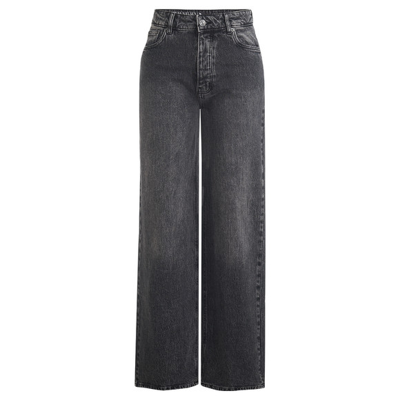 Dames jeans met wijde pijpen donkergrijs