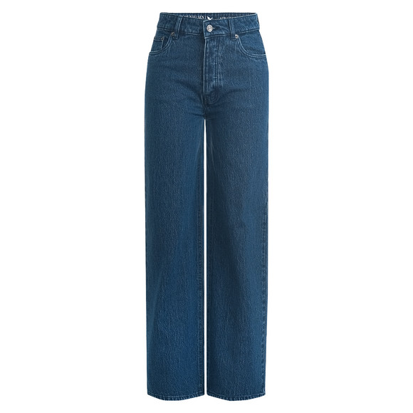 Dames jeans met wijde pijpen donkerblauw