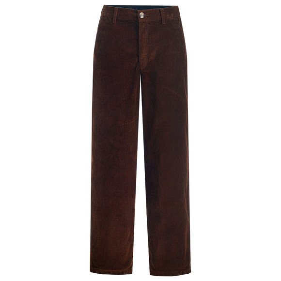 Katoenen corduroy damesbroek donkerbruin