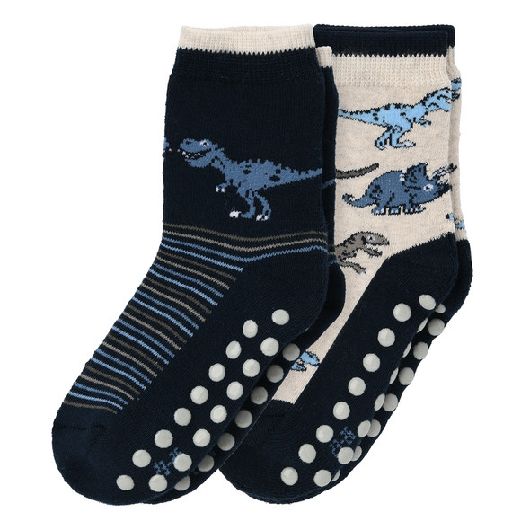2 Jungen Stoppersocken mit Dino-Motiven