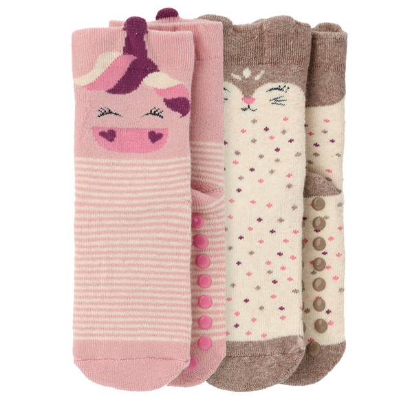 2 Paar Mädchen Stoppersocken mit Frottee