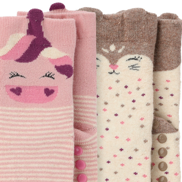 2 Paar Mädchen Stoppersocken mit Frottee