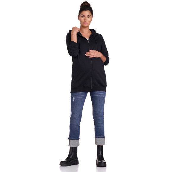 Damen Umstands-Sweatjacke mit Kapuze