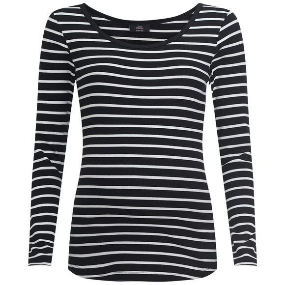 Damen Umstands-Langarmshirt im Ringel-Look