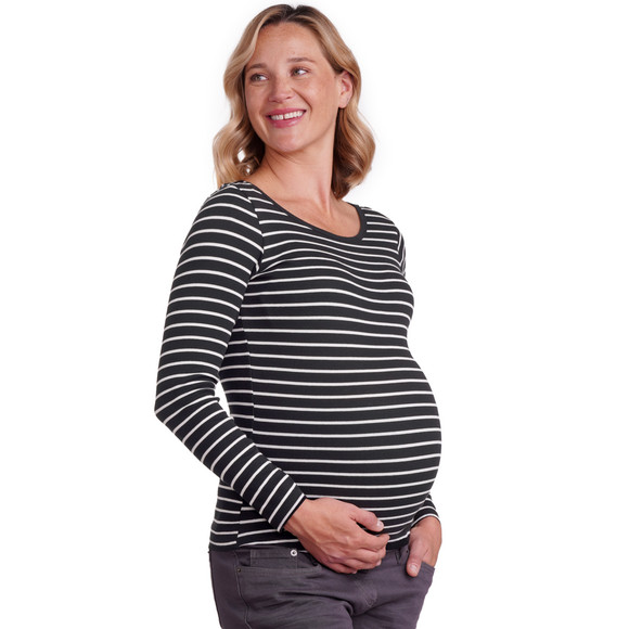 Damen Umstands-Langarmshirt im Ringel-Look