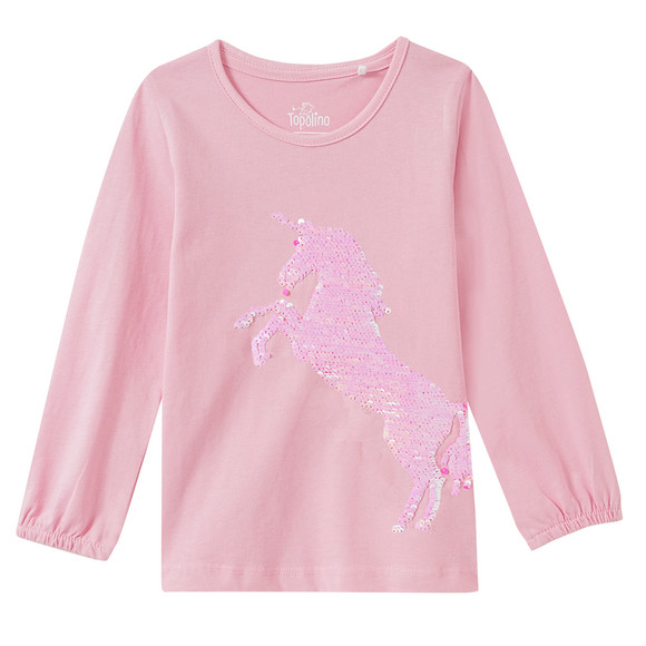 Mädchen Langarmshirt mit Wendepailletten