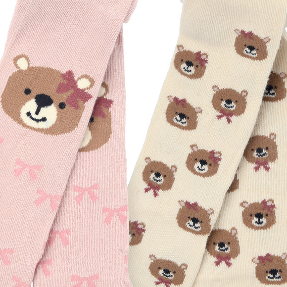 2 Mädchen Strumpfhosen mit Bären-Motiven