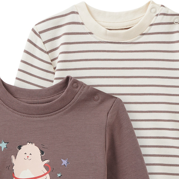 2 pasgeboren shirts met lange mouwen