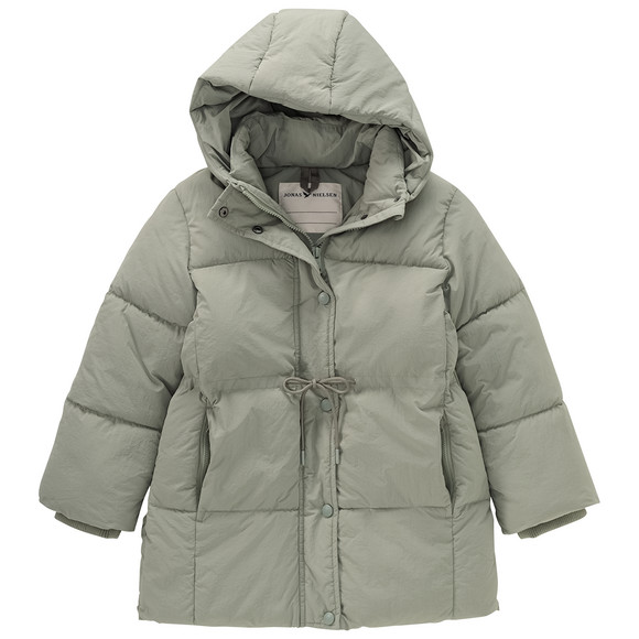 Gewatteerde jas met capuchon voor Meisjes olijf