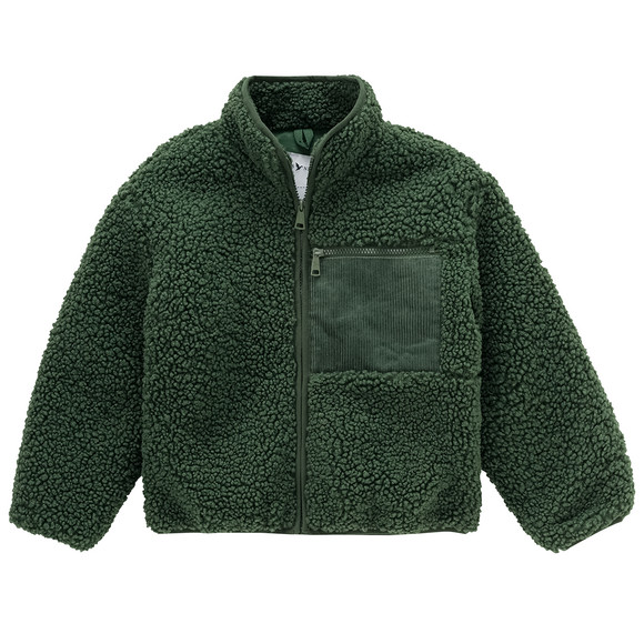 Kinderteddyjas met ribfluwelen zak donkergroen