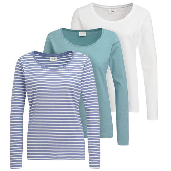 3 Damen Langarmshirts im Set