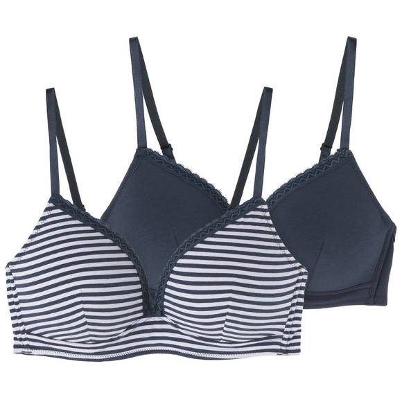 2 Damen Soft-BHs im Set dunkelblau / weiss