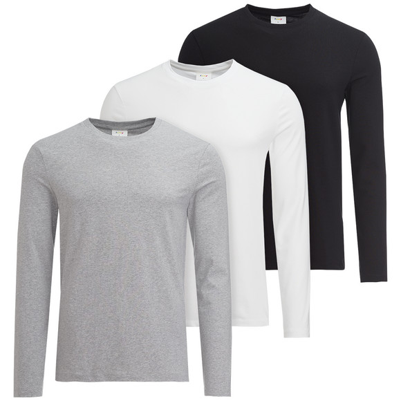 3 Herren Langarmshirts im Basic-Look