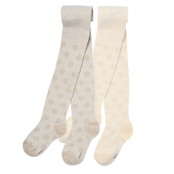 2 Mädchen Strumpfhosen mit Ajour-Muster creme / hellbeige