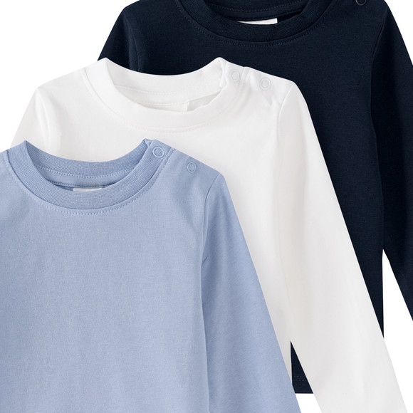 3 Baby Langarmshirts in Unifarben