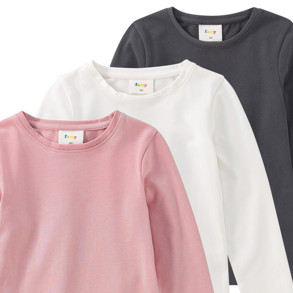 3 Mädchen Langarmshirts in Unifarben