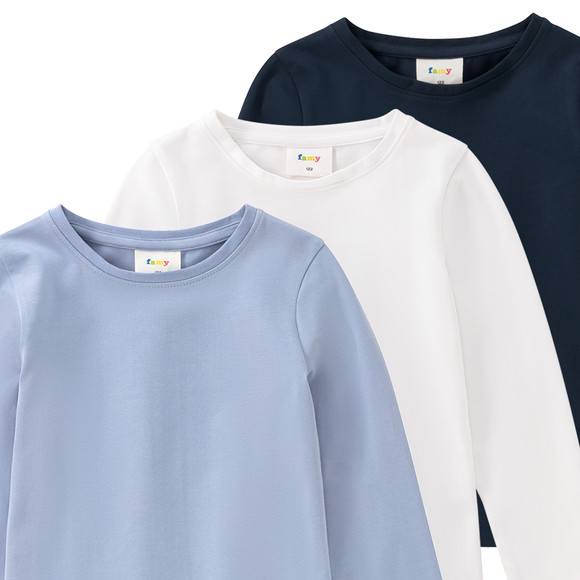 3 Mädchen Langarmshirts in Unifarben