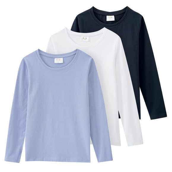 3 Mädchen Langarmshirts in Unifarben