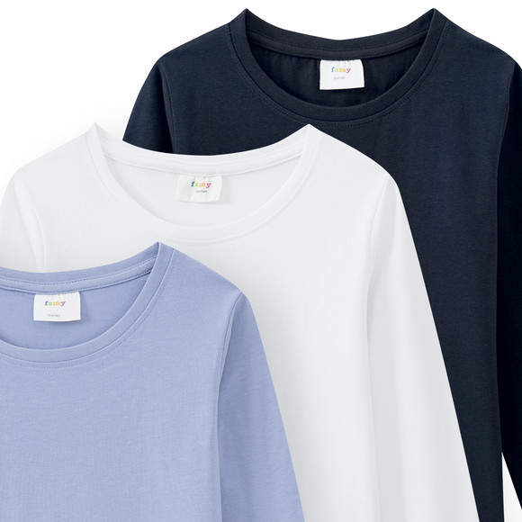 3 Mädchen Langarmshirts in Unifarben