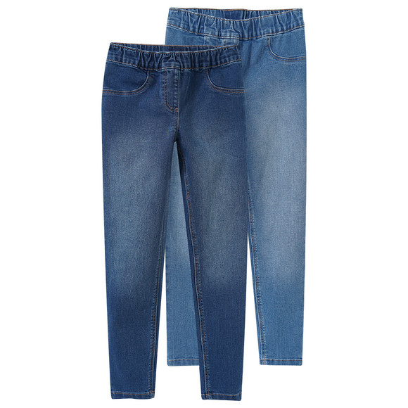 2 Mädchen Jeggings mit Stretch-Bund