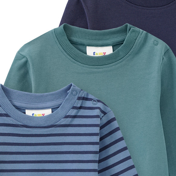 3 Baby Langarmshirts im Basic-Look