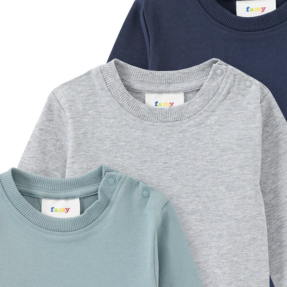 3 Baby Langarmshirts im Basic-Look