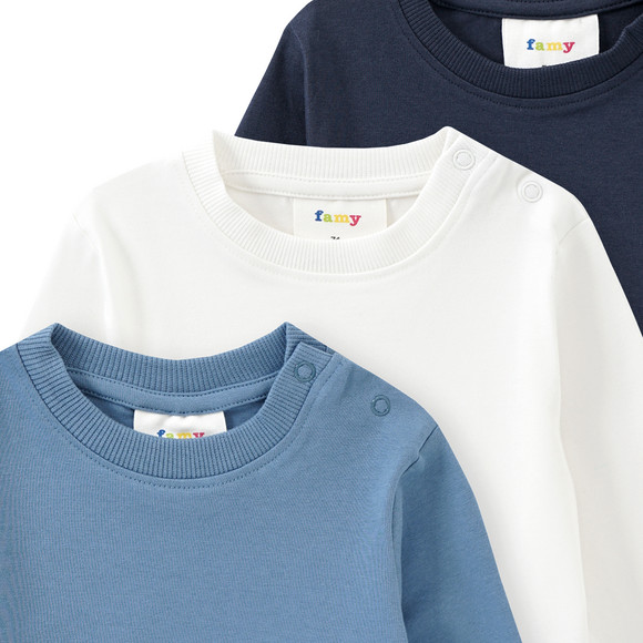 3 Baby Langarmshirts im Basic-Look