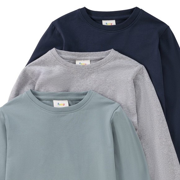 3 Jungen Langarmshirts im Basic-Look