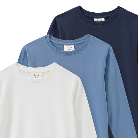 3 Jungen Langarmshirts im Basic-Look