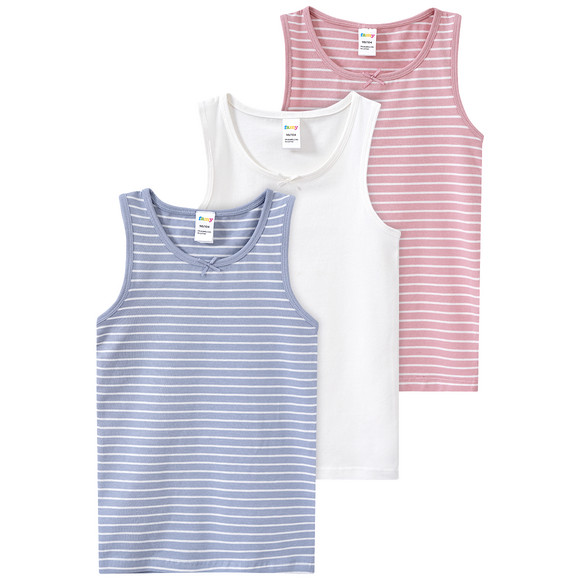 3 Meisjes vesten met biologisch katoen lichtblauw / roze / wit