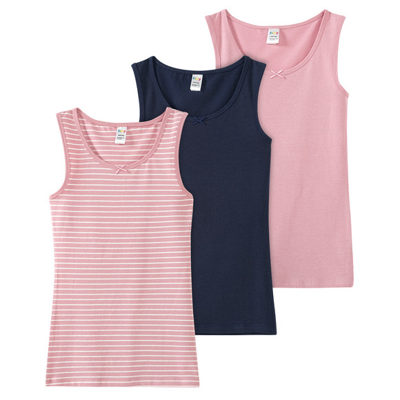 3 Meisjes vesten met biologisch katoen roze / donkerblauw